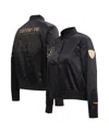 Pro Standard Black Brooklyn Nets Glam Satin Full-snap Varsity Jacket In Black