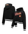 Pro Standard Women's  Black Clemson Tigers Script Tail Fleece Cropped Pullover Hoodie In Black
