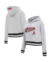 Pro Standard Women's  Heather Gray Alabama Crimson Tide Script Tail Fleece Cropped Pullover Hoodie In Heather Gray