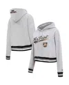 Pro Standard Heather Gray Army Black Knights Script Tail Fleece Cropped Pullover Hoodie In Heather Gray