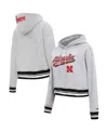 Pro Standard Women's  Heather Gray Nebraska Huskers Script Tail Fleece Cropped Pullover Hoodie In Heather Gray