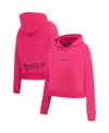Pro Standard Women's Pink Los Angeles Chargers Triple Pink Cropped Fleece Pullover Hoodie In Pink