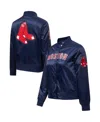 Pro Standard Navy Boston Red Sox Satin Full-snap Varsity Jacket In Navy