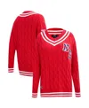 Pro Standard Women's  Red New England Patriots Prep V-neck Pullover Sweater In Red