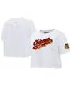 Pro Standard Women's  White Chicago Blackhawks Boxy Script Tail Cropped T-shirt In White