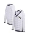 Pro Standard Women's  White Dallas Cowboys Prep V-neck Pullover Sweater In White
