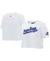 PRO STANDARD WOMEN'S PRO STANDARD WHITE TAMPA BAY LIGHTNING BOXY SCRIPT TAIL CROPPED T-SHIRT