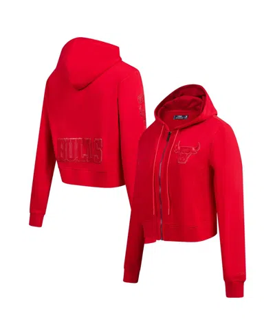 Pro Standard Women's Red Chicago Bulls Triple Tonal Full-zip Hoodie