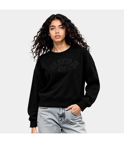Pro Standard Women's Seattle Seahawks Fleece Crewneck Sweatshirt In Black