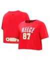 Pro Standard Women's Travis Kelce Red Kansas City Chiefs Player Name Number Cropped Boxy T-shirt In Red