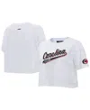 Pro Standard Women's White Carolina Hurricanes Boxy Script Tail Cropped T-shirt In White