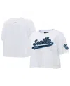 Pro Standard Women's White Seattle Kraken Boxy Script Tail Cropped T-shirt In White