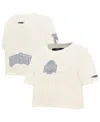 Pro Standard Women'sâ Cream Ohio State Buckeyes Reverse French Terry Boxy Cropped T-shirt In White