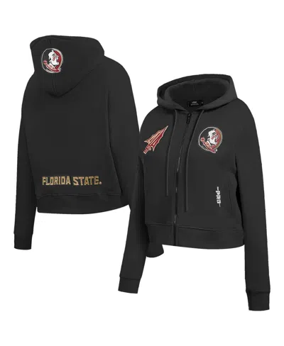 Pro Standard Women'sâ Black Florida State Seminoles Game Day Sequin Full-zip Hooded Jacket