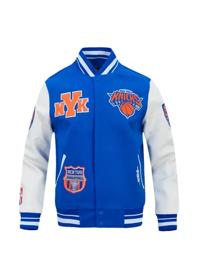 Pro Standard X New York Knicks Letterman Varsity Jacket In Blue