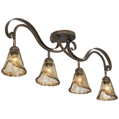 Pro Track 41" Wide Amber Scroll 4-light Ceiling Track Fixture