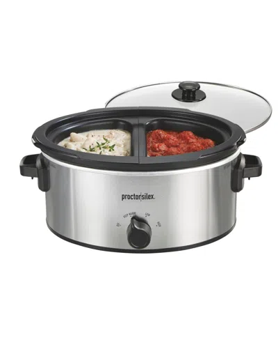 Proctor Silex 6 Quart Double-dish Slow Cooker In Silver