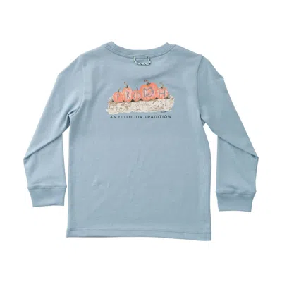 Prodoh Kids' Boy's Long Sleeve Gray Cotton T-shirt In Pumpkin Harvest Fall Festival In Blue