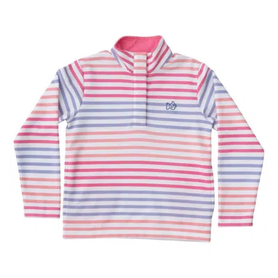 Prodoh Kids' Sporty Snap Pullover Top In Pink Carnation Multi Color Stripe