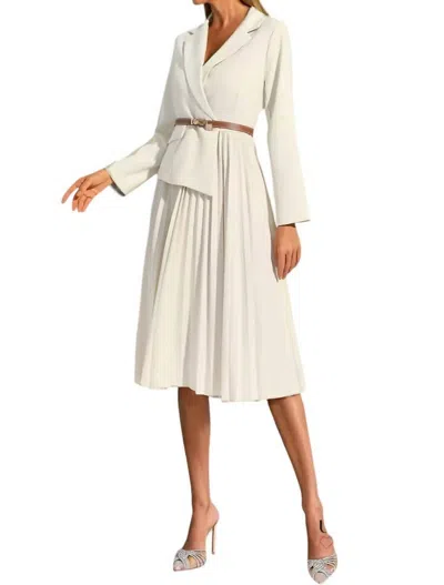 Productseeker Blair Blazer Dress Pleated Dress With Belt In Beige