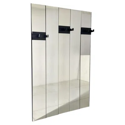 Pre-owned Produzione Privata Mirrored Panels With Rotating Wooden Coat Hooks In Brown