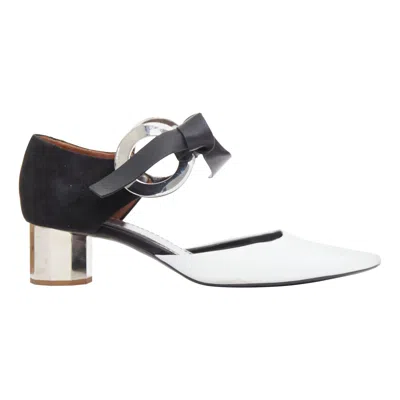 Pre-owned Proenza Schouler 2016 Bicolor Black White Grommet Metal Heels Eu36