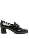 Proenza Schouler Leather Monogram Slip-on Heeled Loafers In Black