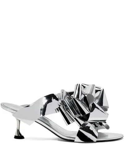 Proenza Schouler 60mm Bow-embellishment Heeled Sandals In Silver