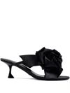 Proenza Schouler 60mm Rose-embellishment Heeled Sandals In Black