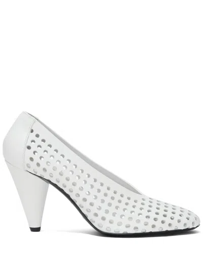 Proenza Schouler Perforated Cone Leather Pumps In White