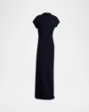 Proenza Schouler Abie Dress In Clean Boiled Wool Navy In Black
