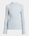 Proenza Schouler Abigail Turtleneck Flare-sleeve Rib Sweater In Pale Blue