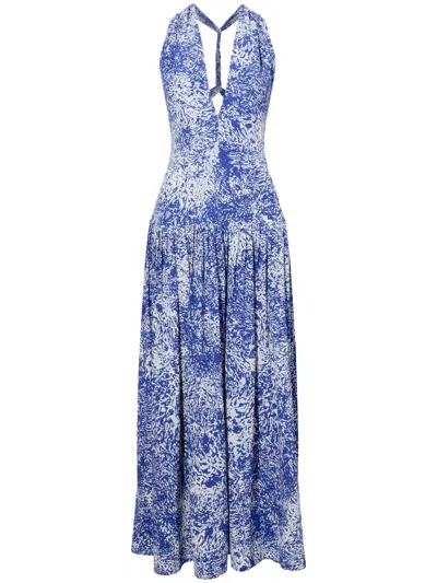 Proenza Schouler Abstract-print Crepe Dress In Blue
