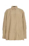 Proenza Schouler Addy Crepe Pleated Top In Tan