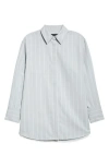 Proenza Schouler Addy Stripe Cotton & Silk Button-up Shirt In Blue