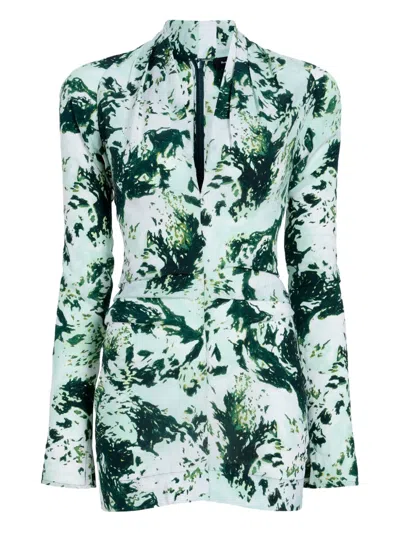 Proenza Schouler Adela Printed Blouse In Green