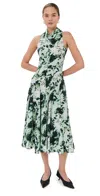 Proenza Schouler Adelide Dress In Printed Silk Viscose Dark Green Multi