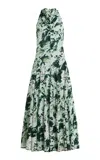 Proenza Schouler Adelide Print Cowl Neck Midi Dress In Metallic