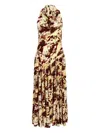 Proenza Schouler Adelide Draped Paneled Printed Crepe Midi Dress In Brown