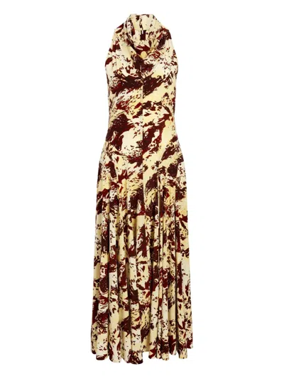 Proenza Schouler Adelide Draped Paneled Printed Crepe Midi Dress In Multi