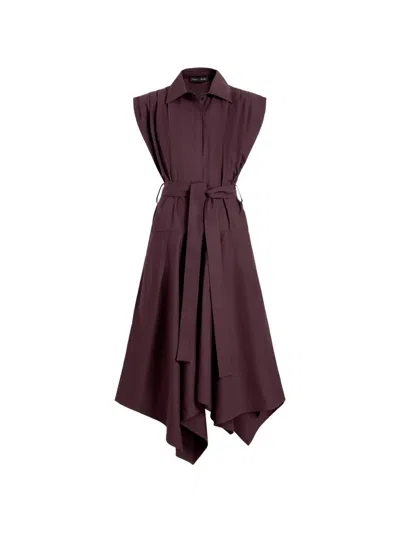Proenza Schouler Adinna Dress In Classic Cotton Shirting Aubergine In Burgundy