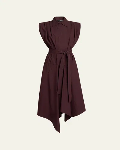 Proenza Schouler Adinna Sleeveless Belted Handkerchief Midi Shirtdress In Purple
