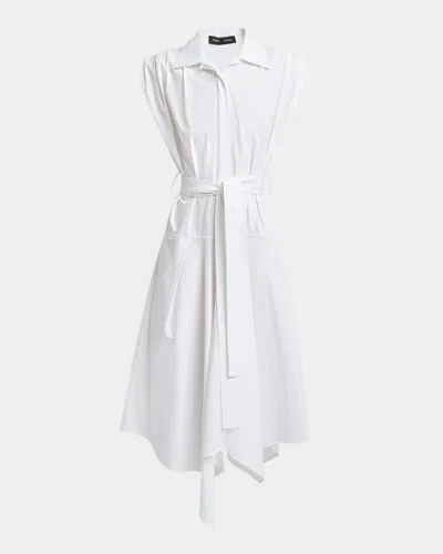 Proenza Schouler Adinna Sleeveless Belted Handkerchief Midi Shirtdress In White
