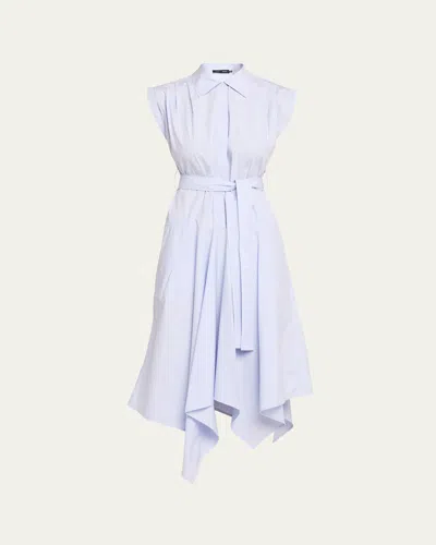 Proenza Schouler Adinna Sleeveless Belted Handkerchief Midi Shirtdress In Wisteria