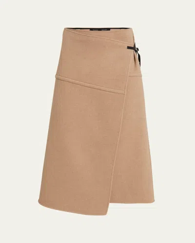 Proenza Schouler Aida Brushed Melange Wool Skirt In Camel Melange