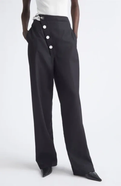 Proenza Schouler Aitana Straight Leg Tropical Wool Pants In Brown