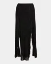 Proenza Schouler Alaina Fringe Knit Slits Maxi Skirt In Black