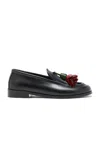Proenza Schouler Albers Flower-embellished Leather Loafers In Black