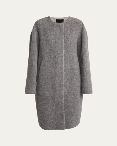 Proenza Schouler Albers Textured Double Face Wool Coat In Dark Grey Multi