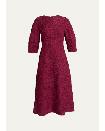 Proenza Schouler Alin Crushed Silk Curved-sleeve Midi Dress In Burgundy